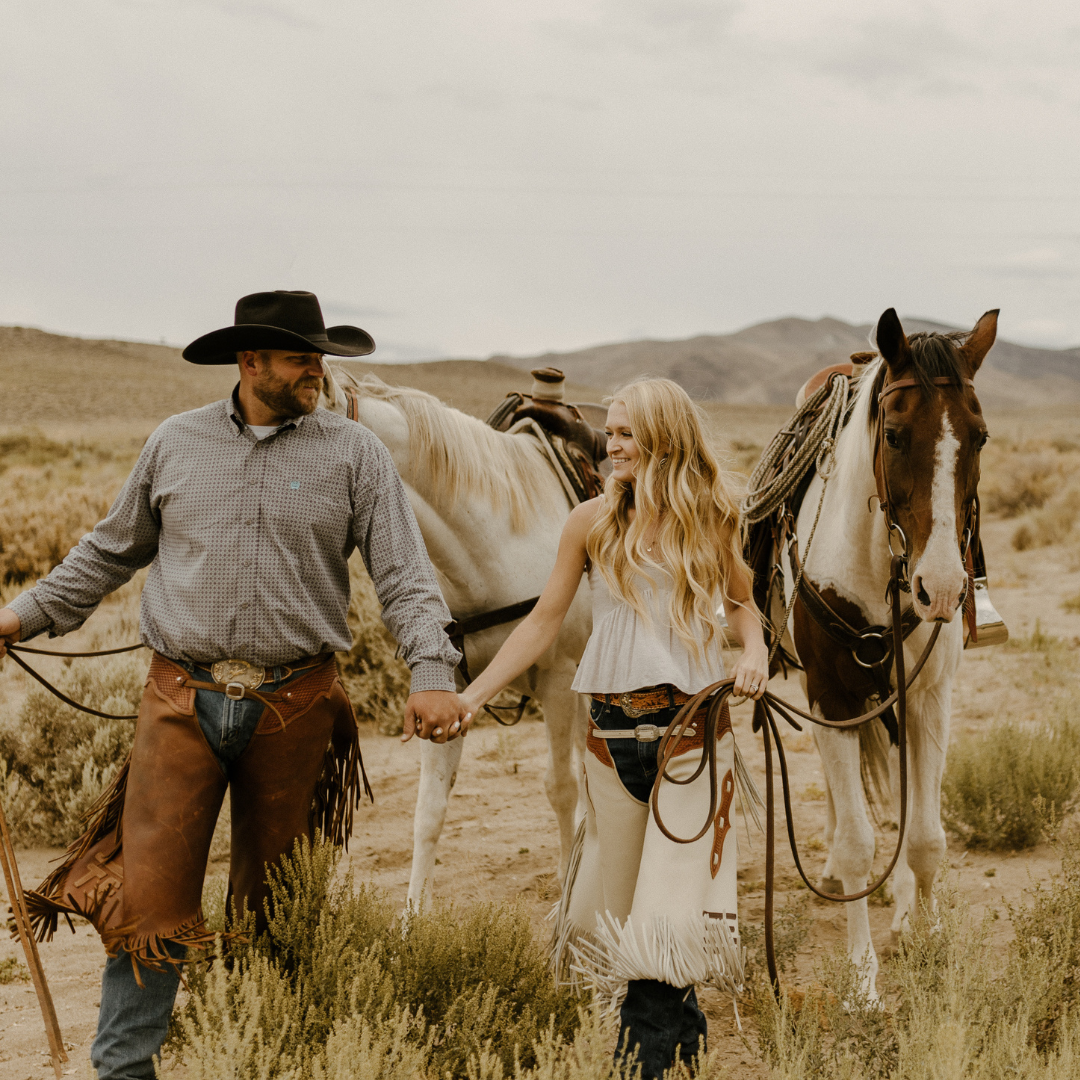 western couples photoshoot with horses